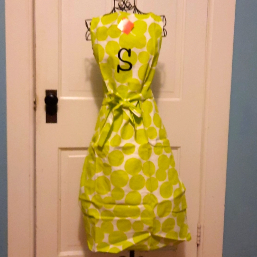 Embroidered Cotton Lime Green Polk-A-Dot Chef Kitchen Apron Baker Cook Gift